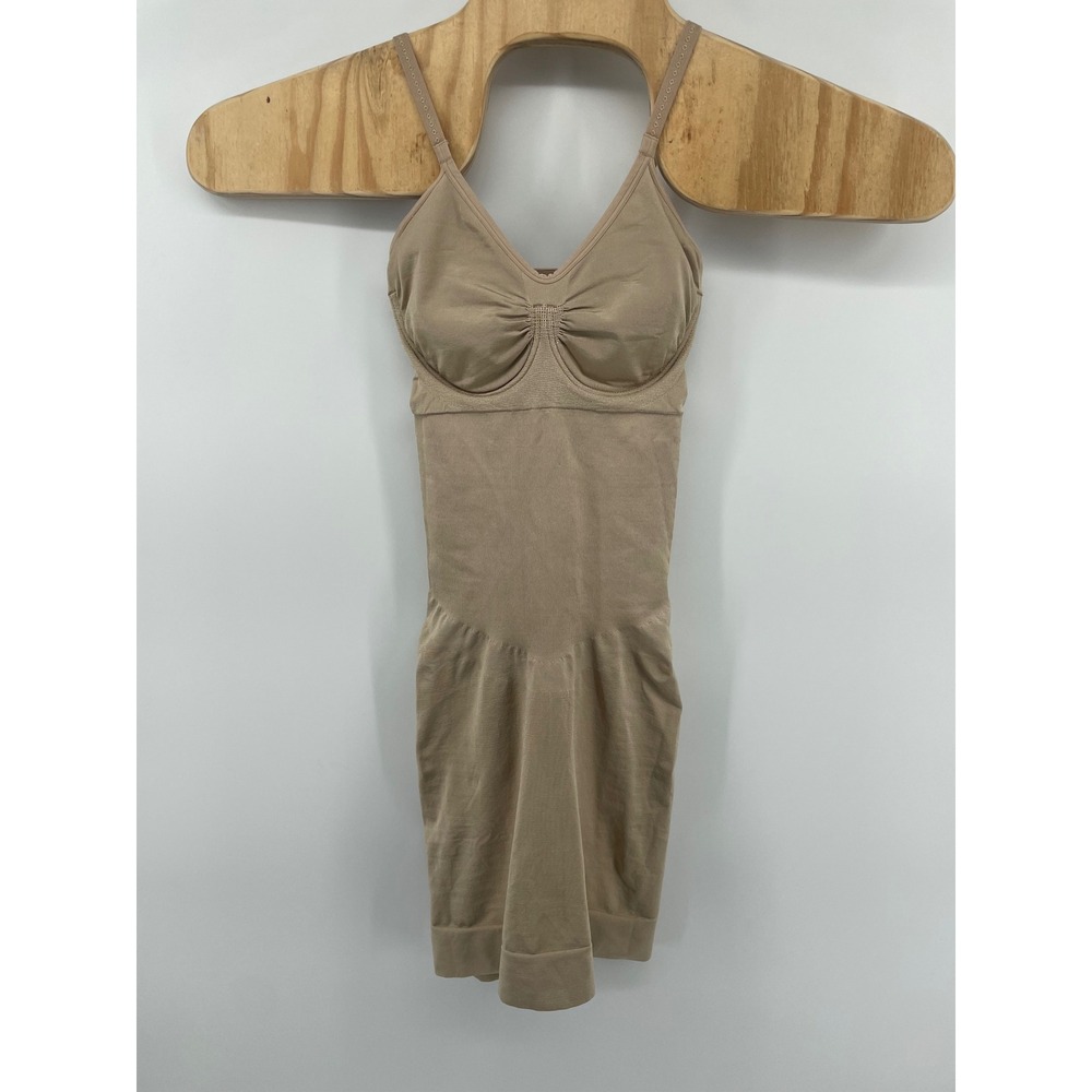 Spanx Shapewear Slip M Beige Tummy Control Adjustable Strap Slimming Compression